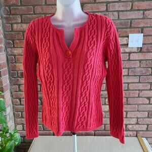 Cable Knit Henley Sweater Talbots Petite
